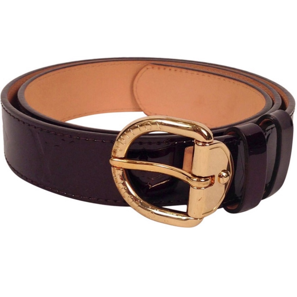 Louis Vuitton Amarente Vernis belt size 90